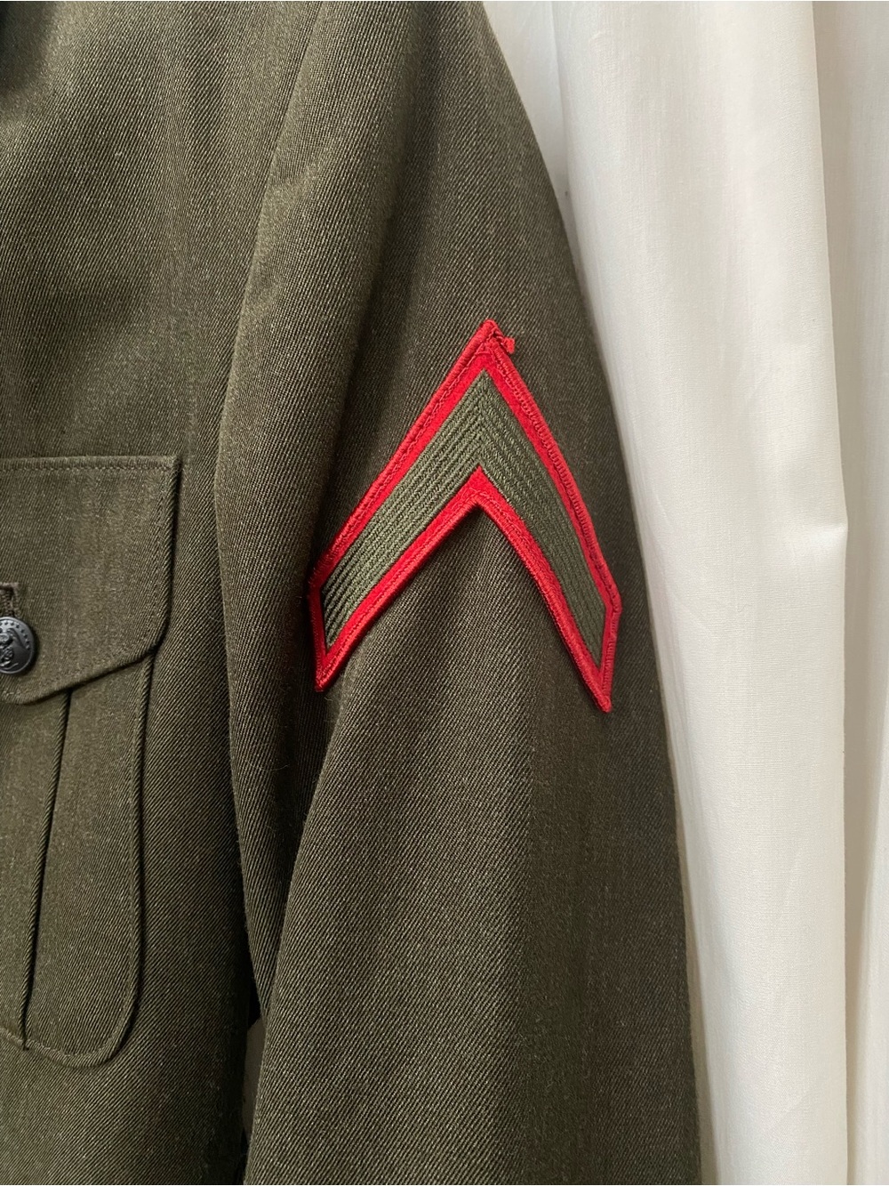 Vintage USMC Alpha Business Green Military Wool Jacket 36R FLAWS costume - Picture 7 of 16